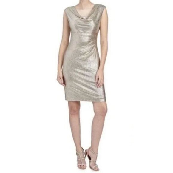 MARIPOSA Y2K Gold Lamé Dress - S/M - Picture 1 of 14